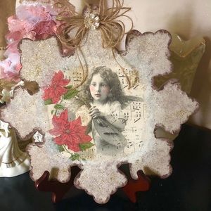 Decoupage Christmas wooden wall decor